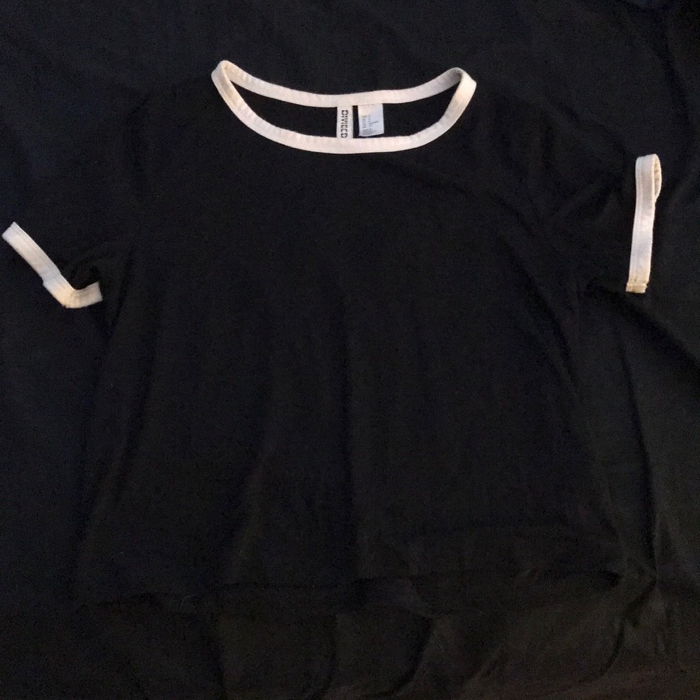 Black shirt with white trim